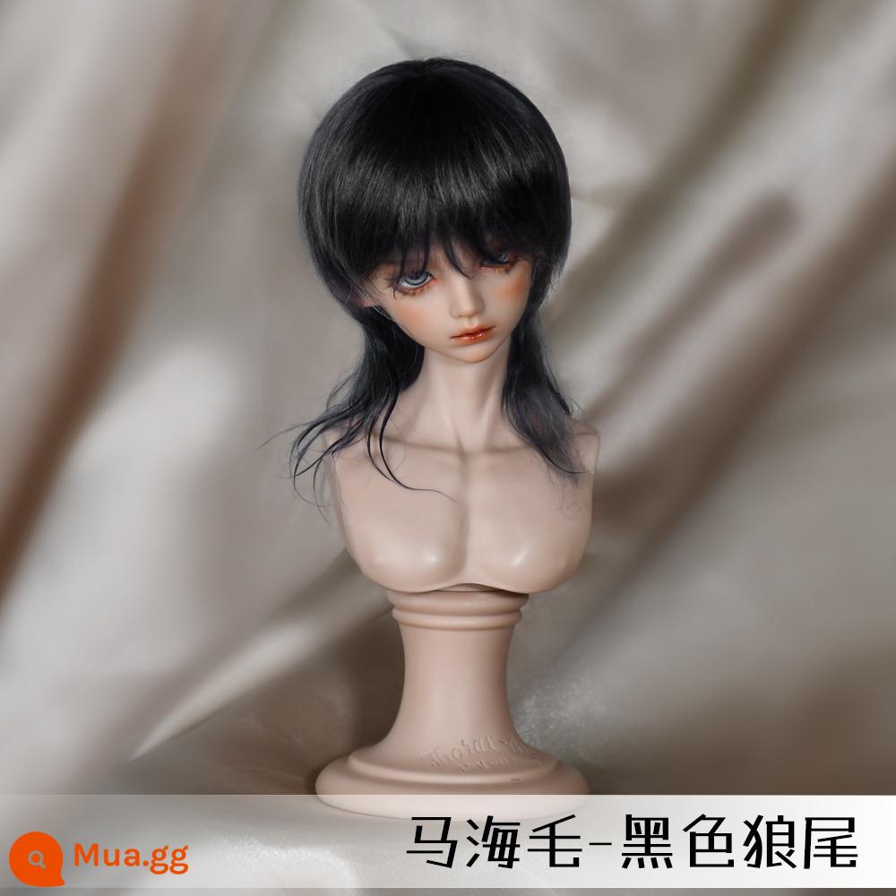 BJD Mahai Mao Wolf Tail Black Tóc giả bộ tóc giả trẻ em Wig Chú SD Wig White Malaysia - đen