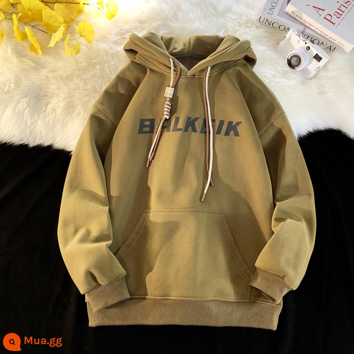 Sang trọng dày hoodie nam nặng 540g oversize dạo phố cao cấp mùa thu đông cho bé bé nhung bạc cáo nhung - Dưa chua xanh thường