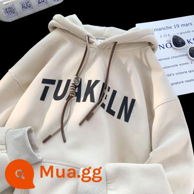 Sang trọng dày hoodie nam nặng 540g oversize dạo phố cao cấp mùa thu đông cho bé bé nhung bạc cáo nhung - QM560-trắng cộng với nhung