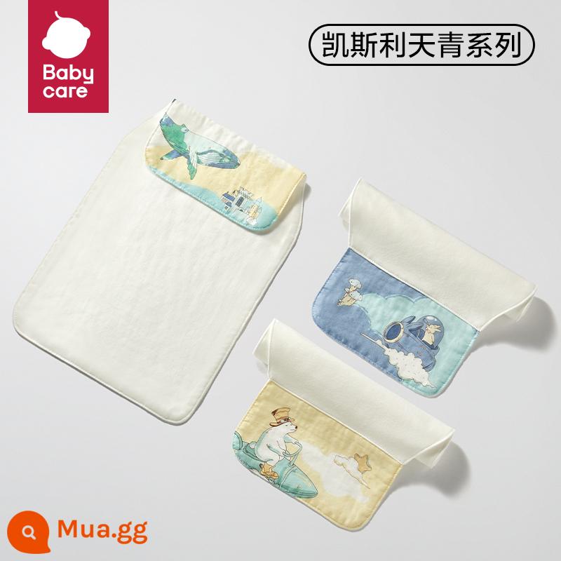 khăn thấm mồ hôi babycare cotton nguyên chất cho bé mẫu giáo đệm lưng khăn thấm mồ hôi cho bé gạc bé loại lớn loại A - Model nâng cấp Kaisley Azure (3 gói)