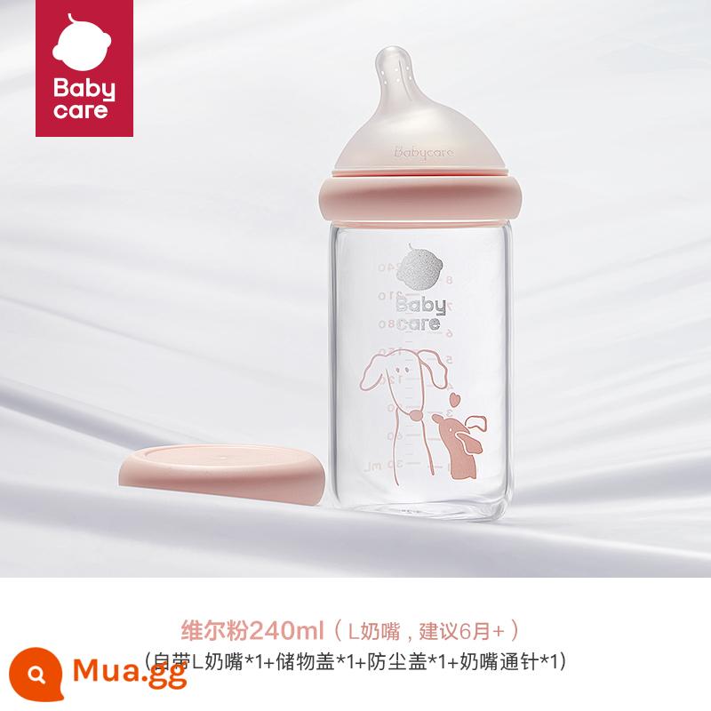 bình sữa thủy tinh nghiêng đầu babycare cho bé sơ sinh từ 0 đến 6 tháng tuổi trở lên giả sữa mẹ chống đầy hơi chống sặc - Bột Weir 240ml (Núm vú L, thích hợp cho bé 6-12 tháng)