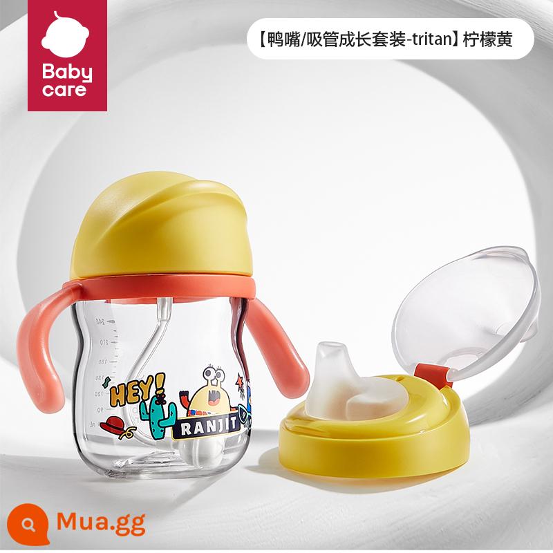 Babycare Học Tập Uống Cho Bé Cốc Nước Cho Bé Ống Hút Cốc Trẻ Em Trên 6 Tháng Mỏ Vịt Cốc Tập Uống Nước Chống Sặc - [Duckbill/Straw Set-Tritan] Lemon Yellow-City Travel