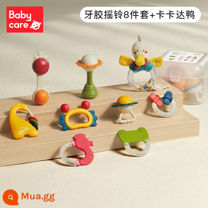 Babycare Cao Cấp Tay Lục Lạc Đồ Chơi Xếp Hình Nắm Tập Răng Fixer Có Thể Cắn 0-3-6 Tháng - Bộ lục lạc cơ bản 8 món + Vịt Kakada