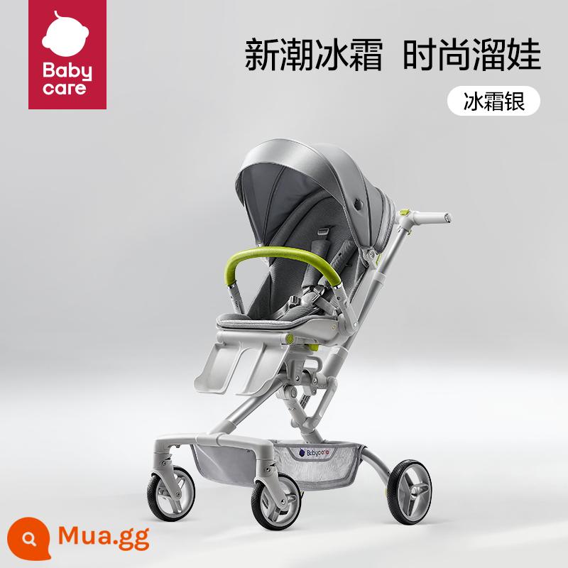 [Mua ngay] Xe đẩy thần kỳ của babycare có thể ngồi, nằm, gấp gọn xe đẩy em bé - Frost Silver-Phong cách giống Gina, hot mom thời trang