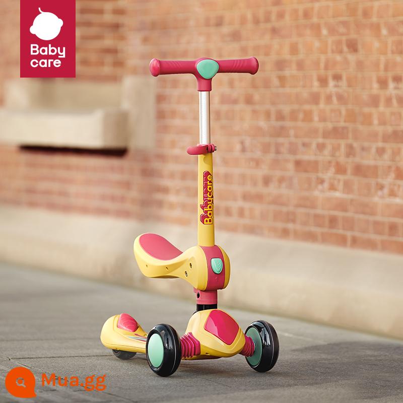 xe scooter trẻ em babycare 1-3-6-12 tuổi xe scooter trẻ lớn có thể ngồi đi xe trơn trượt và cân bằng - [Mô hình hàng đầu cưỡi và trượt hai trong một] ván đôi-Locke Yellow