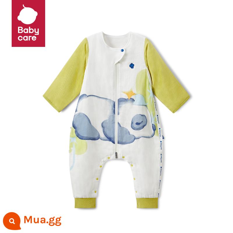 Babycare bé mùa thu đông nhiệt độ không gian khóa xẻ chân túi ngủ trẻ em chống đá chăn hiện vật lớp nhiệt - Boom Bear Oasis-6 lớp gạc [sản phẩm mùa xuân mới]