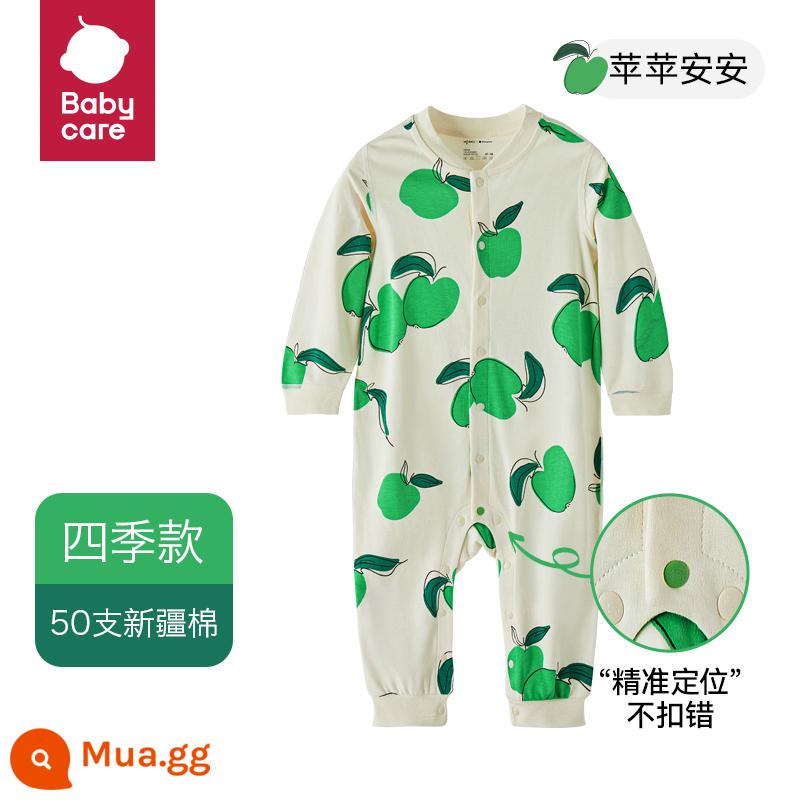 áo liền quần babycare cotton thoải mái quần áo sơ sinh mùa xuân và mùa hè áo liền quần dài tay áo liền quần cotton cho bé - [Ping Ping An'an] Apple Green-Pure Cotton (Trung tâm mở) Có size 66-90