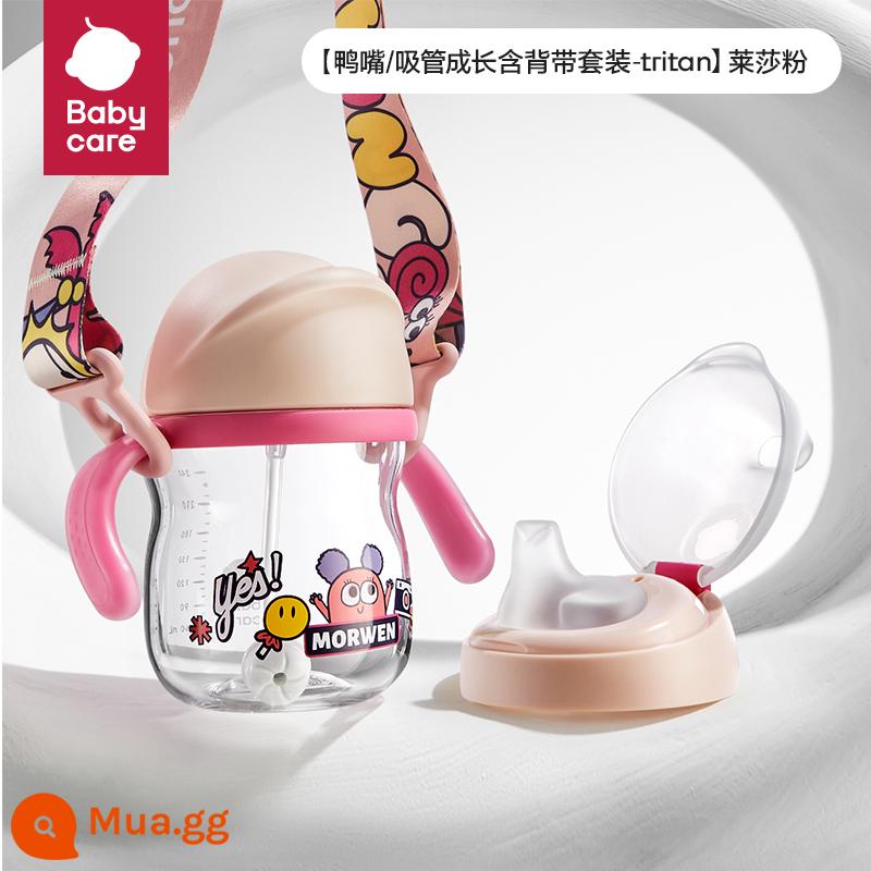 Babycare Học Tập Uống Cho Bé Cốc Nước Cho Bé Ống Hút Cốc Trẻ Em Trên 6 Tháng Mỏ Vịt Cốc Tập Uống Nước Chống Sặc - [Bộ Mỏ Vịt/Túi Rơm Cho Bé-Tritan] Lesa Pink