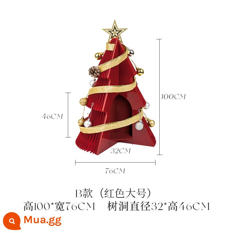 Mười tám giấy trang trí cây thông Noel Năm Mới origami sáng tạo để bàn phòng khách nhà gấp trang sức cửa sổ đạo cụ - Model B đỏ cao 100cm