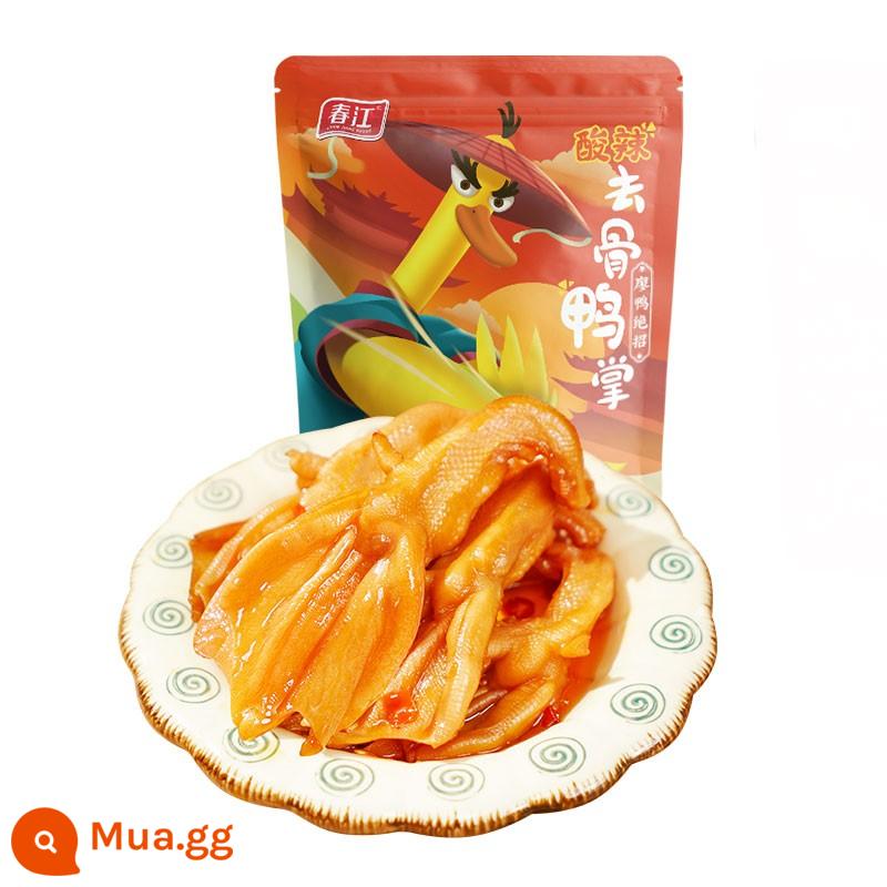 Chunjiang ngâm tiêu chanh cay chân vịt rút xương 120g đặc sản Quảng Tây không xương Đồ ăn vặt văn phòng Đồ ăn vặt thông thường - Chân vịt rút xương chua cay [kiểu Zhuang] 120g*2