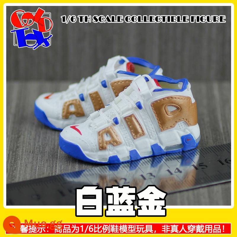 Hợp thời trang Handmade Sneakers Model Stereo Model Mini Shoes Pippen Series Trang trí quà tặng [Mẫu Zhongshan] - Vàng trắng xanh [một cặp]