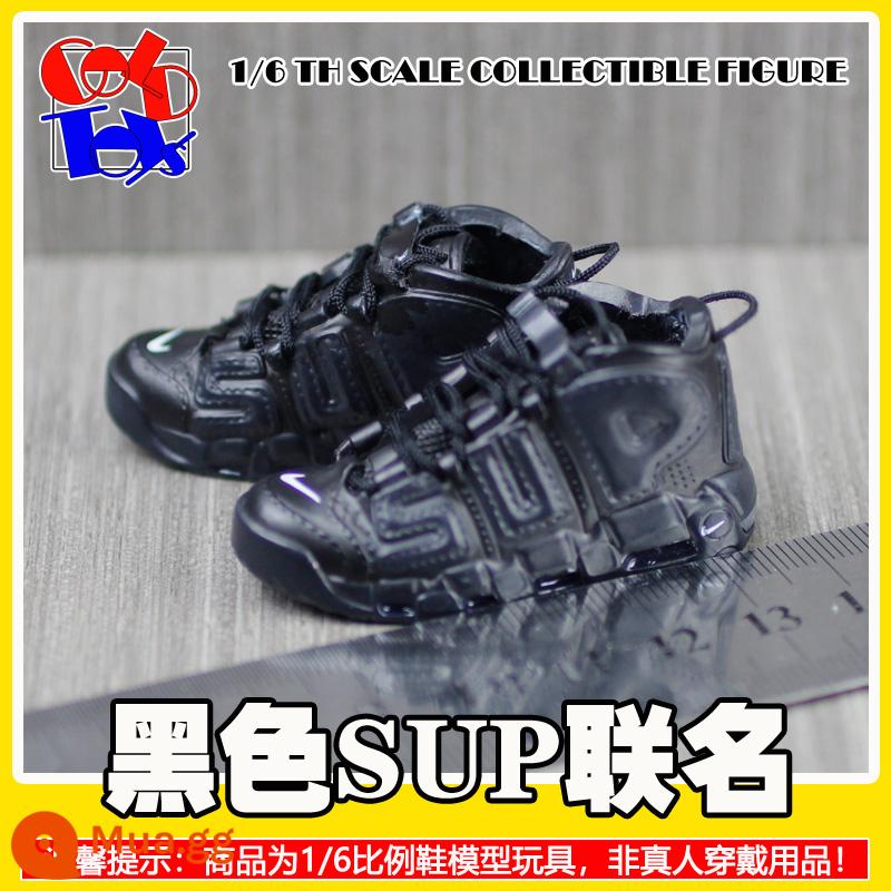 Hợp thời trang Handmade Sneakers Model Stereo Model Mini Shoes Pippen Series Trang trí quà tặng [Mẫu Zhongshan] - Hợp tác SUP toàn màu đen [một cặp]