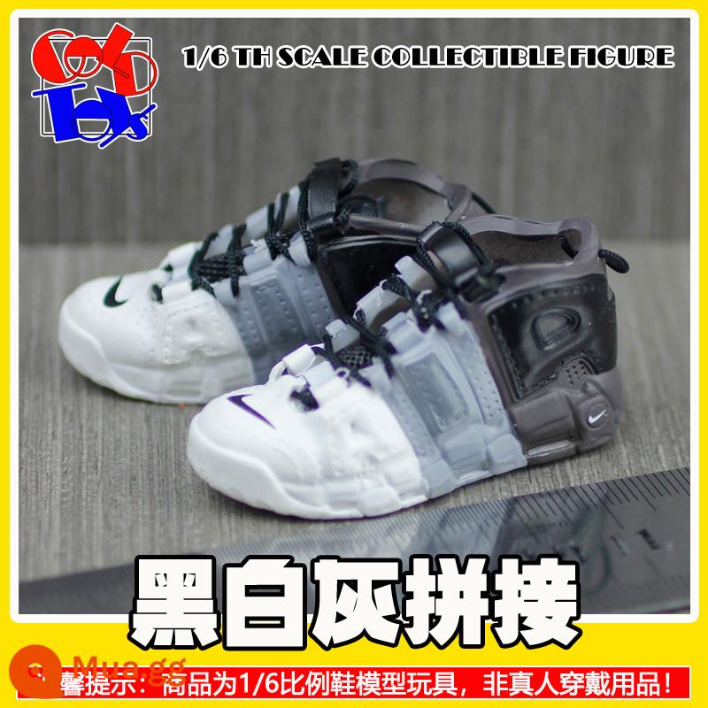 Hợp thời trang Handmade Sneakers Model Stereo Model Mini Shoes Pippen Series Trang trí quà tặng [Mẫu Zhongshan] - Đường khâu màu xám đen và trắng [một cặp]