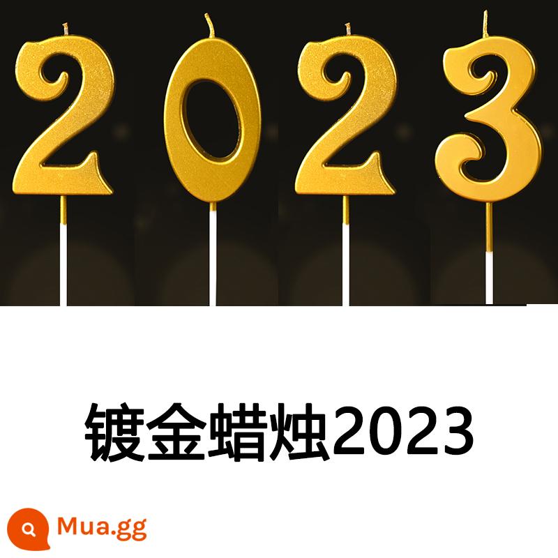 2023 Trang trí bánh Ngày đầu năm mới Ngày đầu năm mới Ngày đầu năm Thỏ Năm cây chúc Tháp dâu Bánh cắm năm mới - Nến mạ vàng màu hoa sen 2023 10