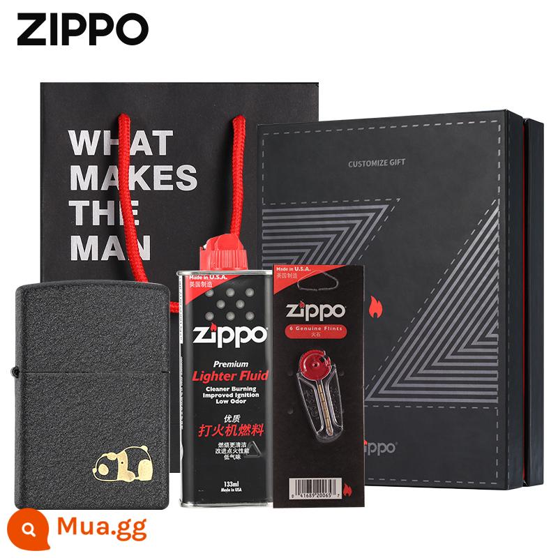 Bật lửa zippo chính hãng chính hãng gấu bạo lực Zippo chính hãng chống gió bật lửa dầu hỏa quà tặng quà tặng - Gấu Lười [Nhân Danh Hộp Quà Z]