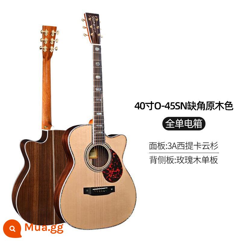 Chuyên nghiệp hơn cao cấp Watson thủ công full veneer đàn guitar veneer dân gian hộp điện đàn guitar acoustic 41 inch 40 inch fingerstyle - Hộp điện màu gỗ sứt mẻ O-45SN 40 inch