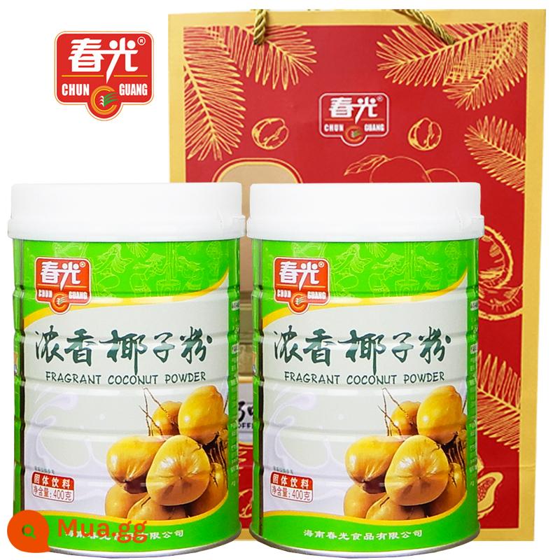 Bột dừa Đặc sản Hải Nam Bột dừa nguyên chất Chunguang 400g không thêm đường bột cốt dừa không đường để pha đồ ​​uống bột dừa - Bột dừa thơm lon 400gX2 [có túi quà]