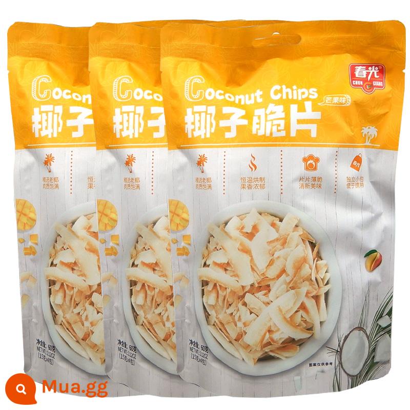 Dừa vụn Hải Nam Chunguang 60gX3 Túi Đặc sản Tam Á Dừa giòn Dừa giòn Dừa giòn Dừa Snacks - Túi X3 vị xoài