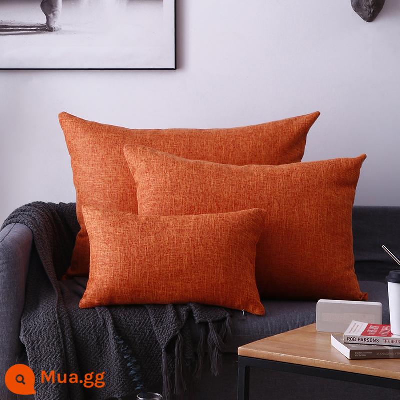 Vải lanh gối đầu giường sofa phòng khách hình chữ nhật gối đệm eo gối lớn gối tựa lưng không có lõi - Màu cam đẹp