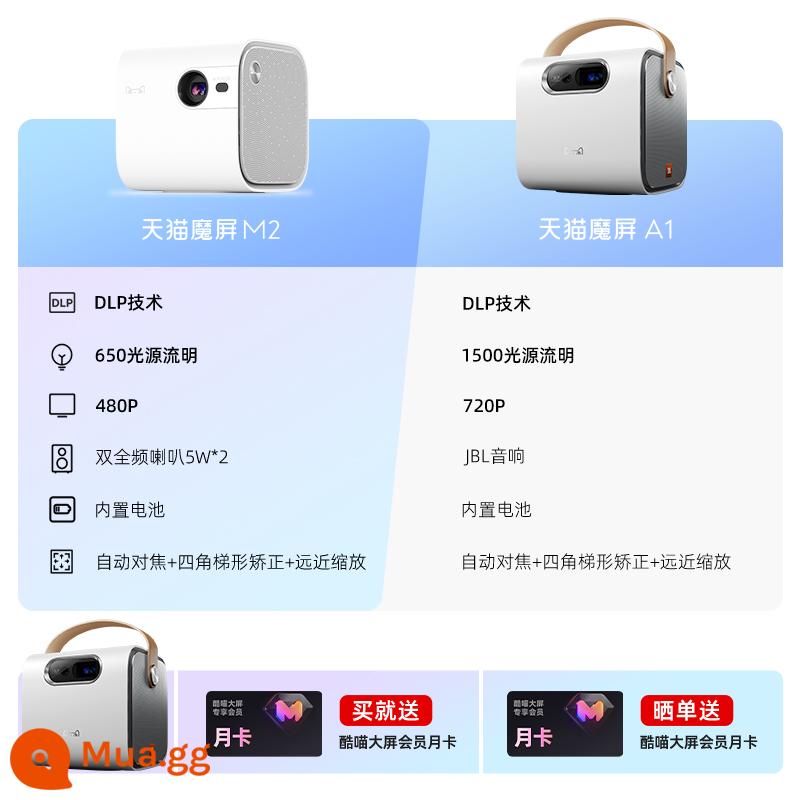 [Máy chiếu di động] Màn hình ma thuật Tmall M2 Máy chiếu treo tường gia đình Máy chiếu điện thoại di động mini nhỏ gọn Phòng ngủ gia đình Ký túc xá sinh viên Pin tích hợp không dây - Màn Hình Magic Tmall A1 [Trắng Ngọc Trai]
