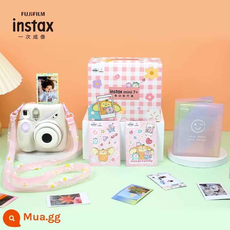 Máy ảnh Fuji mini7+ kèm gói giấy ảnh Polaroid nam nữ học sinh đánh lừa cute mini Tide 7c/s nâng cấp - Trắng