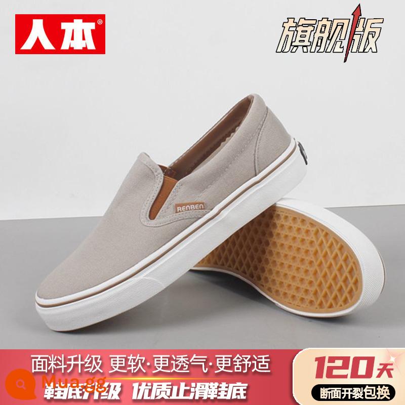 Renben Giày Vải Nam Thoáng Khí Giày Lười Tất Cả Trận Giày Lười Đế Bằng Màu Đen Giày Slip On Giày Nam - Xám [Phiên bản cuối cùng]