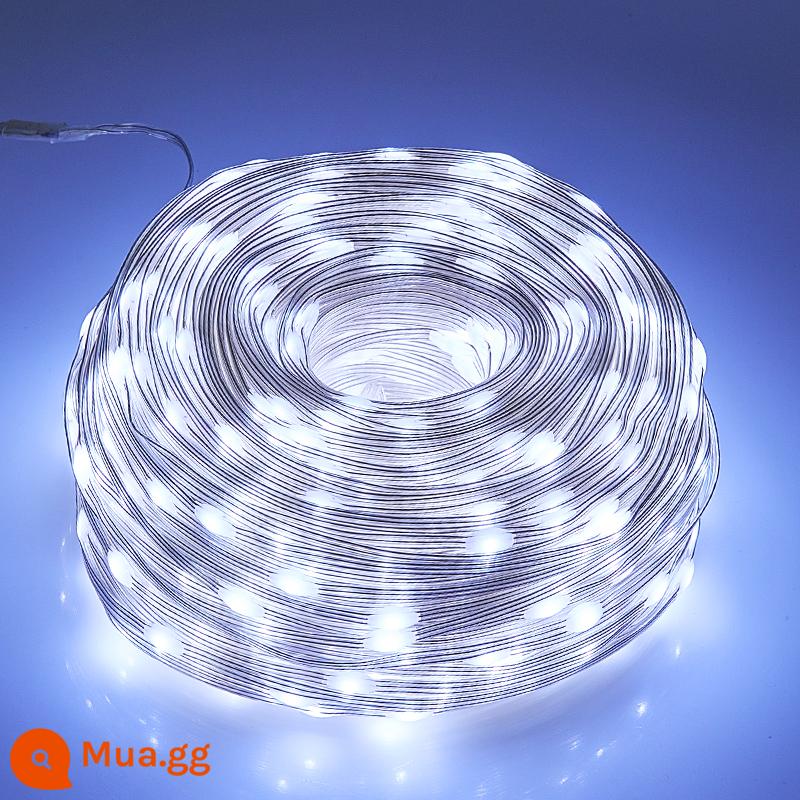 Đèn LED nhỏ nhiều màu sắc đèn nhấp nháy dây năng lượng mặt trời dây da đèn 24V điện áp thấp ngoài trời sân cắm trại chống nước trang trí đèn cây - Đèn dây da màu trắng