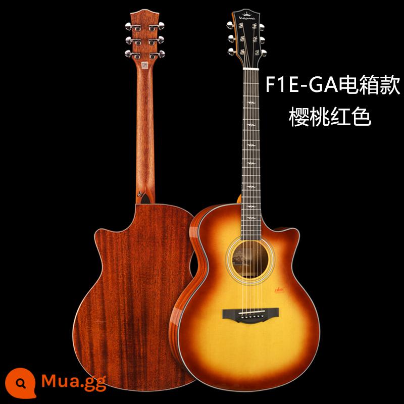 Kepma F1 đĩa đơn đàn guitar dân gian 41 \ 40 inch Fingerstyle hộp điện tròn đàn guitar acoustic chuyên nghiệp - F1E-GA màu đỏ anh đào