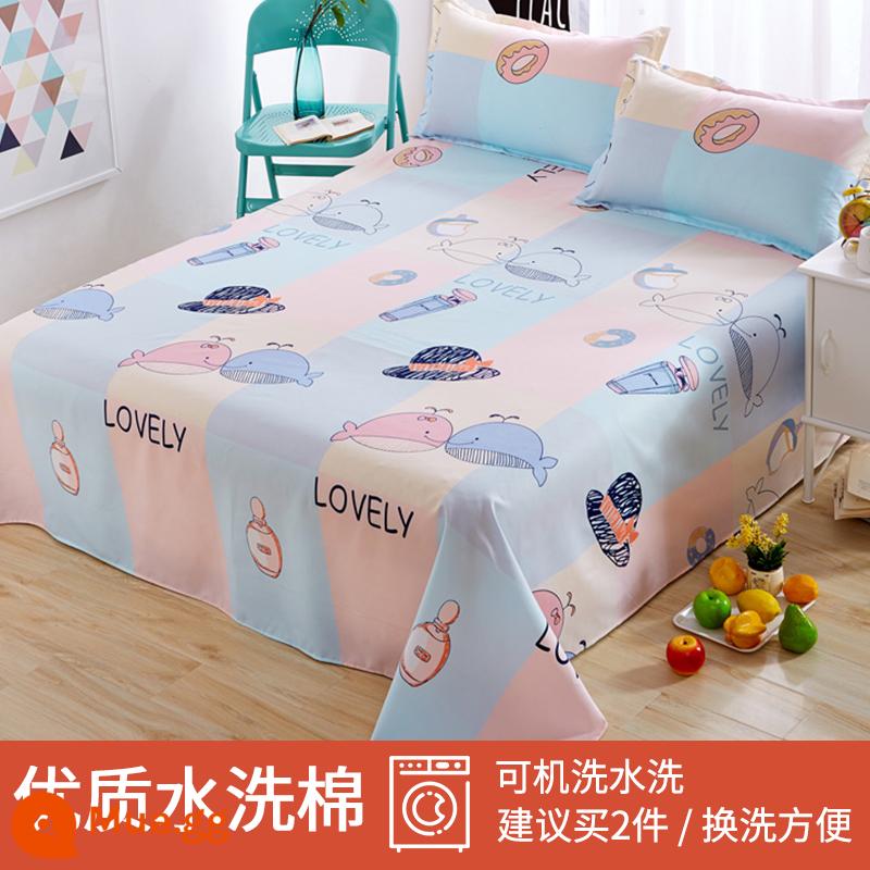 Tấm ga trải giường nhỏ tươi mát đơn mảnh mùa đông ký túc xá trẻ em 1,5m đơn cotton nguyên chất được giặt sạch chải chăn vỏ gối đơn bộ ba món - yêu tinh ma thuật