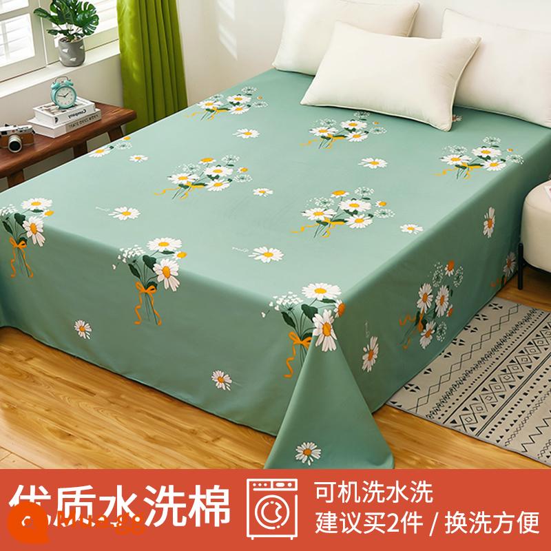 Tấm ga trải giường nhỏ tươi mát đơn mảnh mùa đông ký túc xá trẻ em 1,5m đơn cotton nguyên chất được giặt sạch chải chăn vỏ gối đơn bộ ba món - bông cúc nhỏ