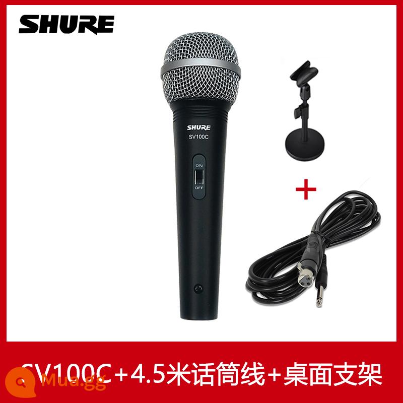 Shure/Shure SV100 SV200 micro cầm tay có dây cuộn dây động tại nhà hát trực tiếp bài hát K biểu diễn sân khấu ngoài trời người dẫn chương trình cuộc họp chơi guitar và hát Micro hát karaoke KTV - Chân đế để bàn SV100C+