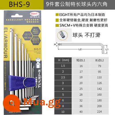 Nhật Bản nhập khẩu TÁM Bailey cờ lê lục giác bên trong 8 thương hiệu đặt góc chính số liệu TTR TLS-9 TS BHS - BHS-9 1.5-10mm 9 đầu bi