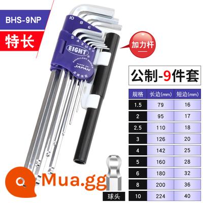 Nhật Bản nhập khẩu TÁM Bailey cờ lê lục giác bên trong 8 thương hiệu đặt góc chính số liệu TTR TLS-9 TS BHS - Mai BHS-9NP kèm thanh trợ lực