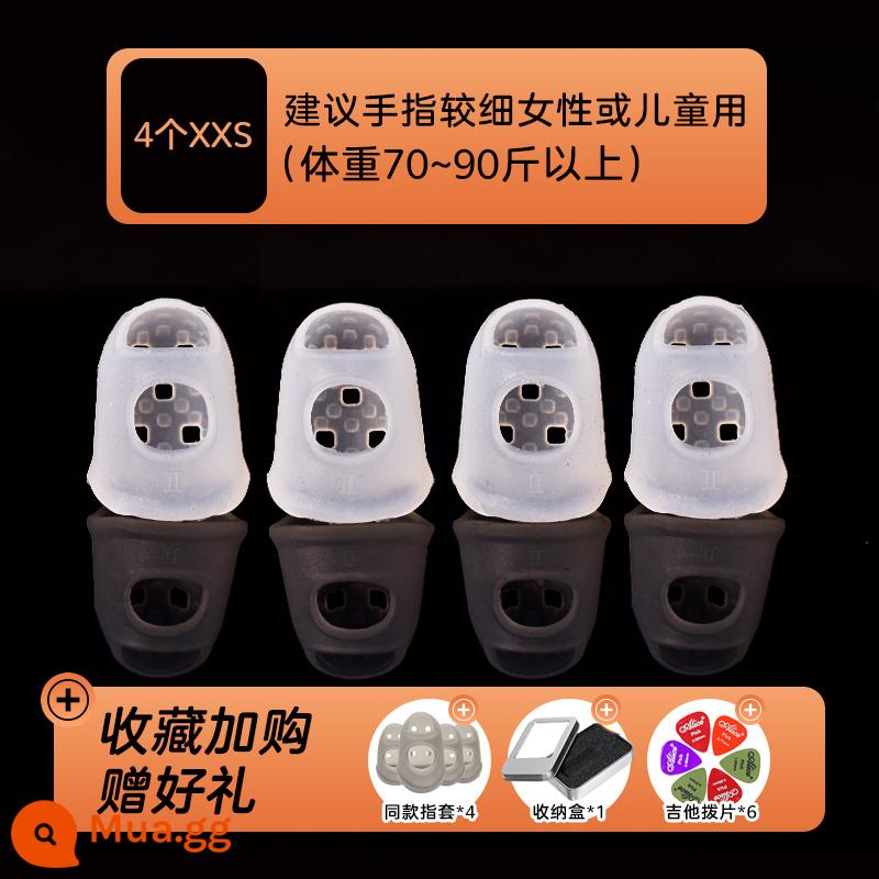 Đàn Guitar Ngón Tay Bao Silicone Đầu Ngón Tay Bao Ngón Tay Trái Đau Bảo Vệ Ngón Tay Bao Đàn Ukulele Pipa Phụ Trợ Hiện Vật Phụ Kiện - Gói quà tặng miễn phí cũi ngón tay silicon trong suốt [XXS*4]