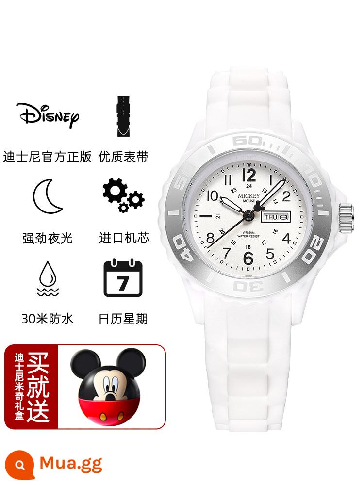 Đồng hồ Disney nữ học sinh cấp 2 2023 học sinh tiểu học mới học sinh cấp 2 đồng hồ điện tử chống nước bé gái - Angel White [Hộp quà Mickey] Lựa chọn quà tặng tuyệt vời