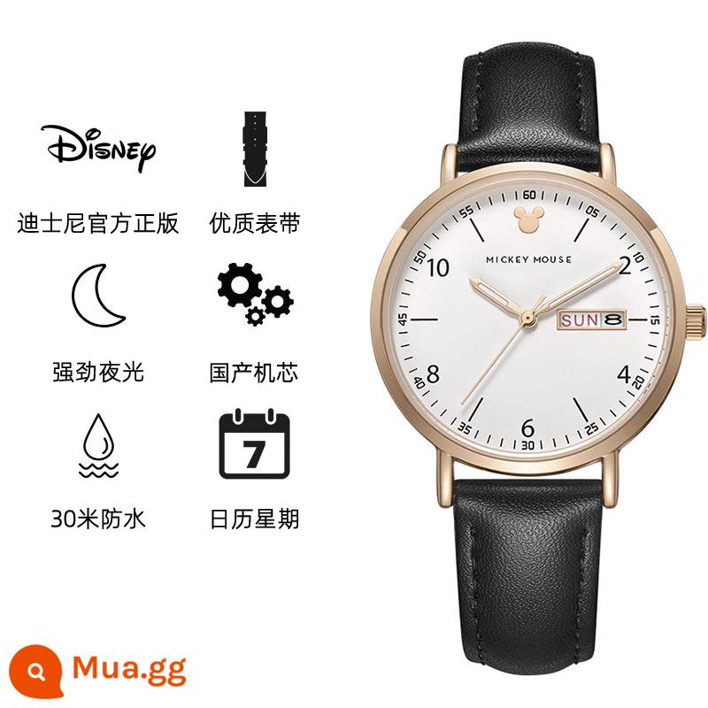 Đồng hồ Disney nữ học sinh cấp 2 nữ sinh cấp 2 mới 2022 học sinh cấp 2 đồng hồ điện tử chống nước dạ quang - Đai đen tấm bạch kim