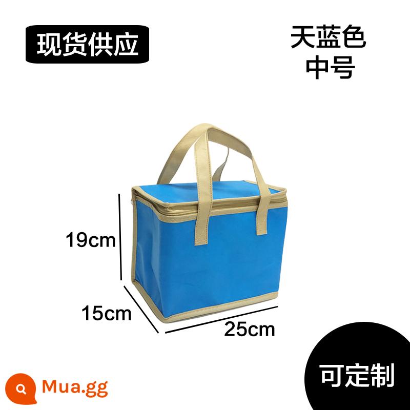 Giao hàng thịt nướng túi cách nhiệt di động tùy chỉnh lá nhôm dày cách nhiệt lạnh bánh kem lạnh giao hàng túi cách nhiệt tùy chỉnh - Xanh da trời vừa [25*15*19]