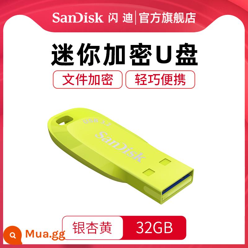 SanDisk U disk 128g dung lượng lớn được mã hóa tốc độ cao USB3.0 máy tính ổ đĩa flash USB 64g cửa hàng chính thức hàng đầu 32g xác thực - Bạch quả vàng 32GB