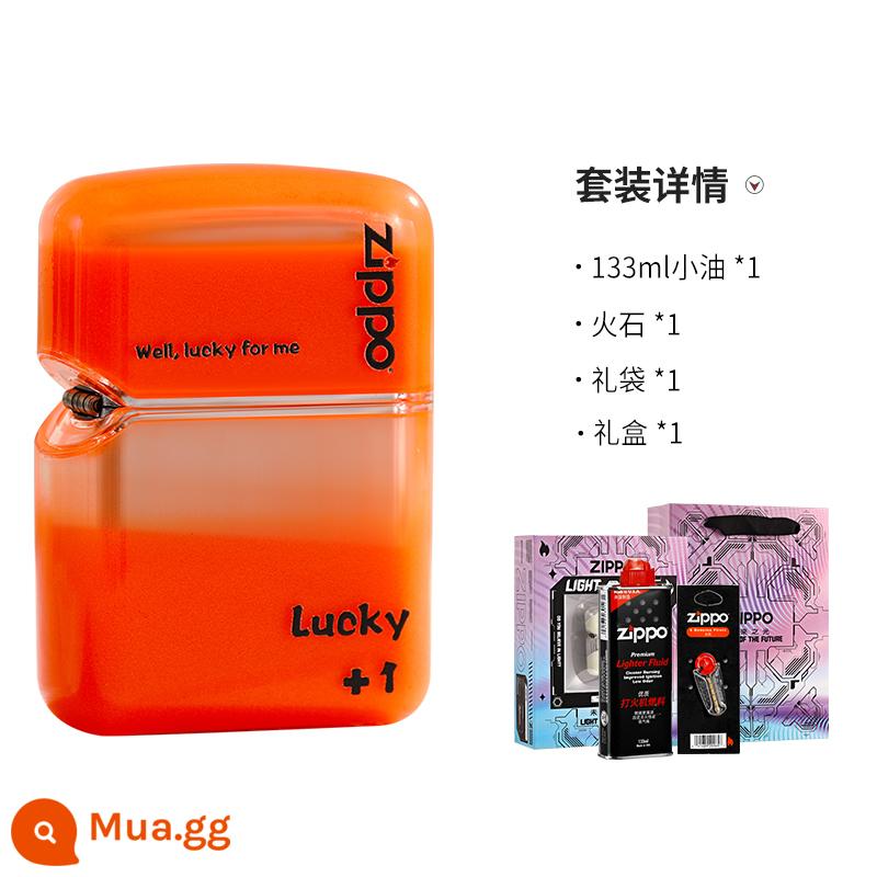 Bật lửa zippo cát lún sáng tạo vỏ acrylic trong suốt bật lửa dầu hỏa gửi tặng bạn trai - Lửa nóng chảy Chiqiu [Bộ hộp quà tặng]