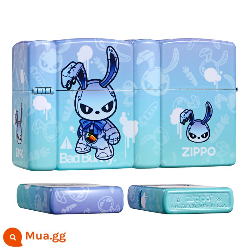 Bật lửa Zippo chính thức chính hãng dạ quang dầu bóng in màu cơ khí thỏ Zoop chống gió dầu hỏa phụ kiện quà tặng - Thỏ phát sáng trong bóng tối [máy mới không dầu]