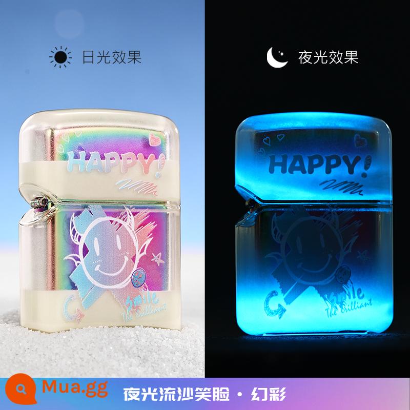 Bật lửa zippo cát lún phát sáng mặt cười hộp quà có hạn vỏ acrylic sáng tạo gửi bạn trai rung cùng phong cách - Quicksand Smile (Symphony) [Máy ​​mới không dầu]