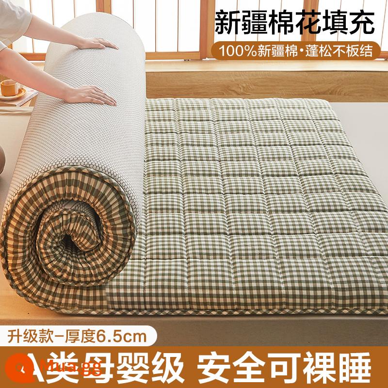 Nệm cotton nam cực đệm nhà nệm pad chăn nệm mùa đông ký túc xá sinh viên chăn đơn - Lưới nhỏ màu xanh lá cây [làm đầy bông Tân Cương, độ dày khoảng 6,5cm]