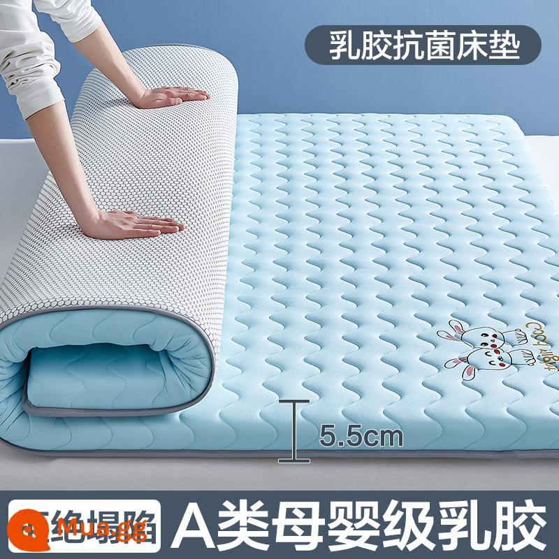 Nệm cao su đệm nhà tatami mat chăn dày ký túc xá sinh viên đơn miếng bọt biển cho thuê đặc biệt mat chăn - (Độ dày khoảng 5.5cm) Màu xanh thỏ dễ thương [Áo công nghiệp được trang bị 5 lớp mủ siêu dày + Vải kháng khuẩn, chống mạt loại A]