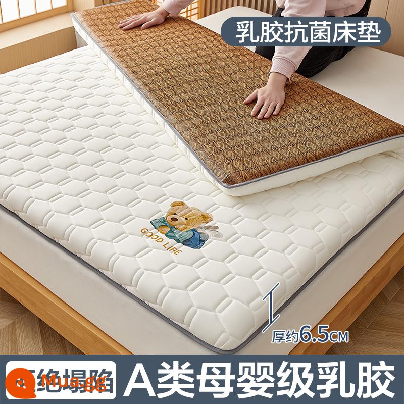 Nệm cao su đệm nhà tatami mat chăn dày ký túc xá sinh viên đơn miếng bọt biển cho thuê đặc biệt mat chăn - (Độ dày khoảng 6,5 cm) Màu be gấu [Thảm hai mặt nâng cấp + Vải kháng khuẩn và chống mạt loại A]