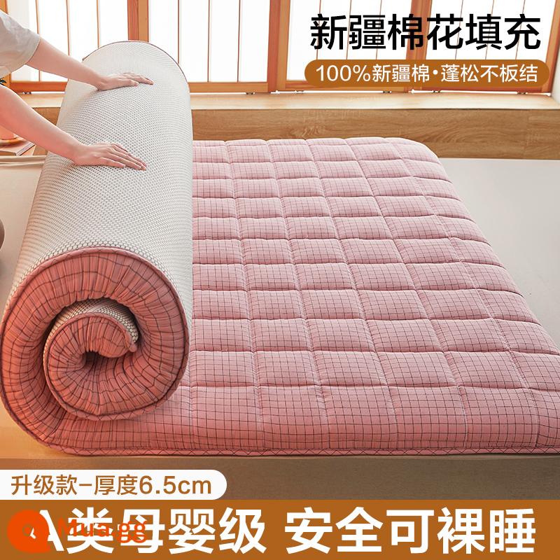 Nệm cotton nam cực đệm nhà nệm pad chăn nệm mùa đông ký túc xá sinh viên chăn đơn - Lưới nhỏ màu hồng [làm đầy bông Tân Cương, độ dày khoảng 6,5cm]