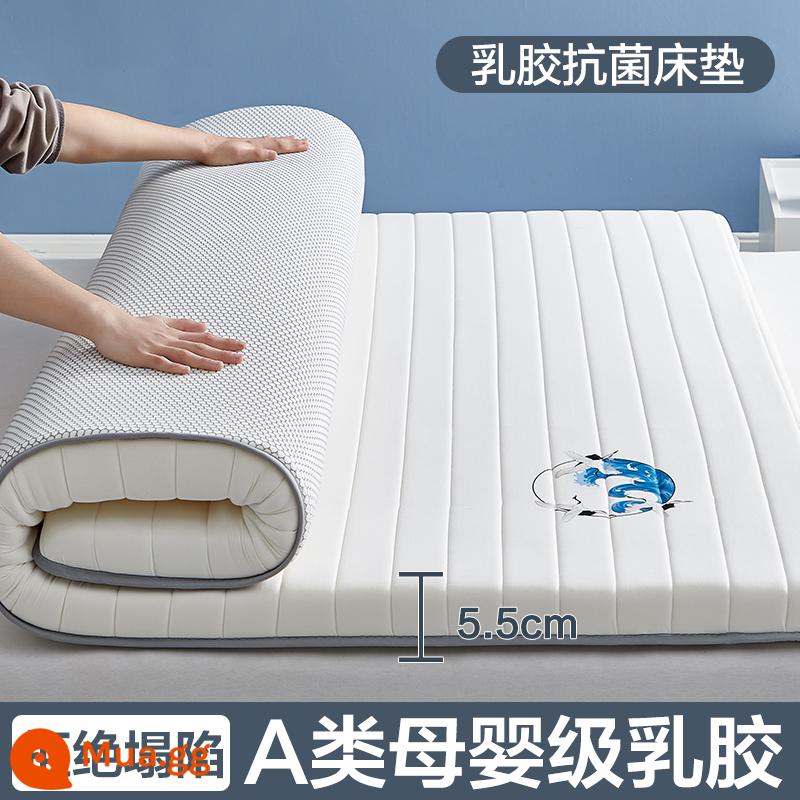 Nệm cao su đệm nhà tatami mat chăn dày ký túc xá sinh viên đơn miếng bọt biển cho thuê đặc biệt mat chăn - (Độ dày khoảng 5.5cm) Đường thẳng màu trắng nhạt [Áo công nghiệp được trang bị 5 lớp mủ siêu dày + Vải kháng khuẩn, chống mạt loại A]