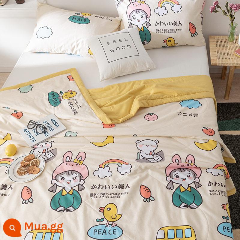 Chăn bông mùa hè chăn điều hòa không khí chăn mùa hè 100% cotton nguyên chất chăn mỏng đơn mùa xuân và mùa thu lõi chăn chăn bông có thể giặt bằng máy - Tuổi thơ cam [100% cotton, có thể giặt bằng máy]