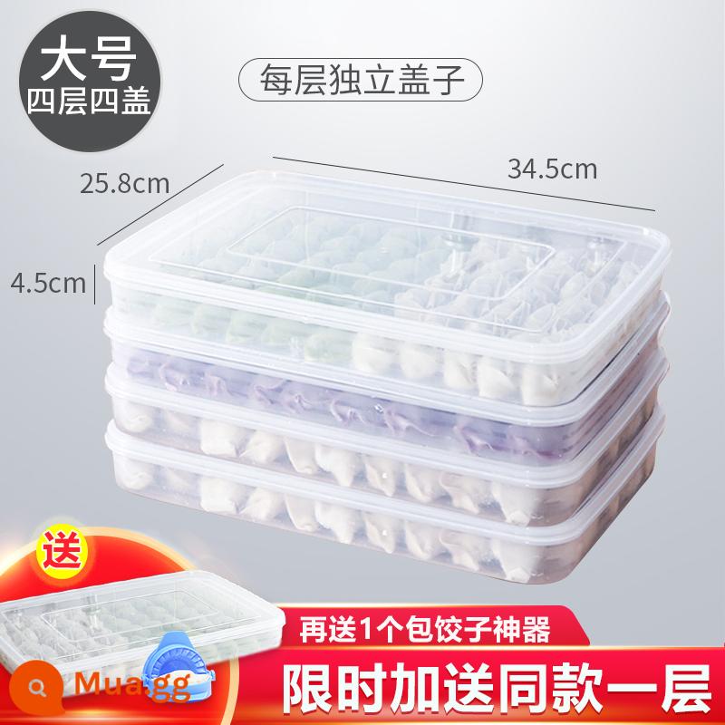 Bánh Bao Đông Lạnh Hộp Bảo Quản Tủ Lạnh Đặt Bánh Bao Nhiều Lớp Cấp Thực Phẩm Đông Lạnh Đóng Gói Handmade Hoành Thánh Trứng Hộp Khay - Size lớn 4 sẽ được tặng 1 lớp cộng với đồ tạo tác bánh bao (tổng cộng 5 lớp + đồ tạo tác bánh bao)