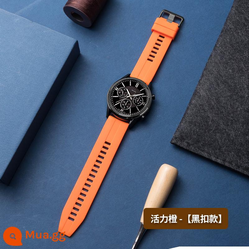 Dây đeo đồng hồ silicone nam khóa pin cao su mới đa năng phụ kiện làm vòng tay thay thế Tissot DW Longines CASIO King - Màu cam rực rỡ-[khóa đen]