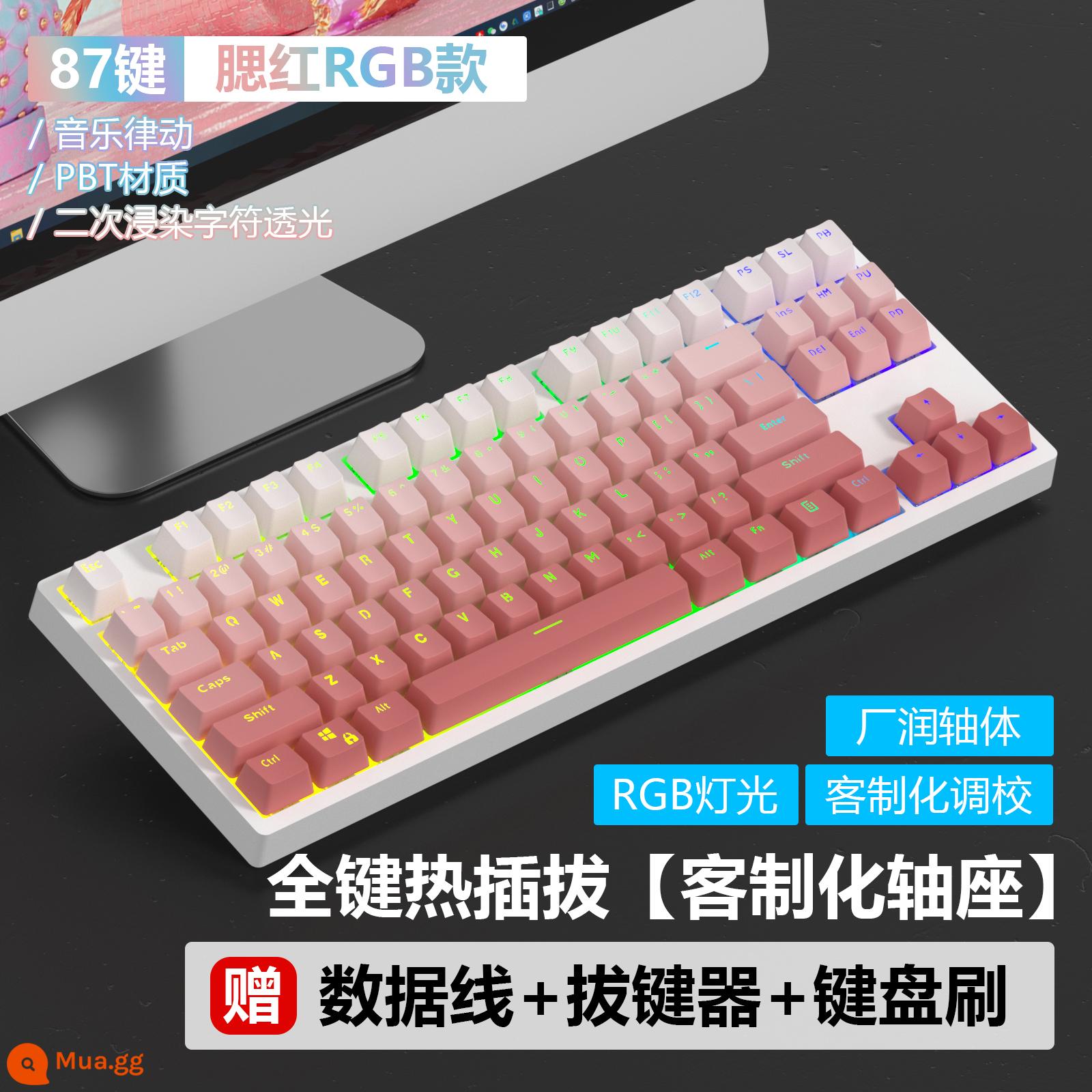 Đỏ Bão HJ87 Bàn Phím Cơ Chơi Game Có Dây RGB Tùy Chỉnh 13 Phím Cắm Trà Trục Máy Tính K Vàng 87 Phím - Blush-R87-Trắng-RGB